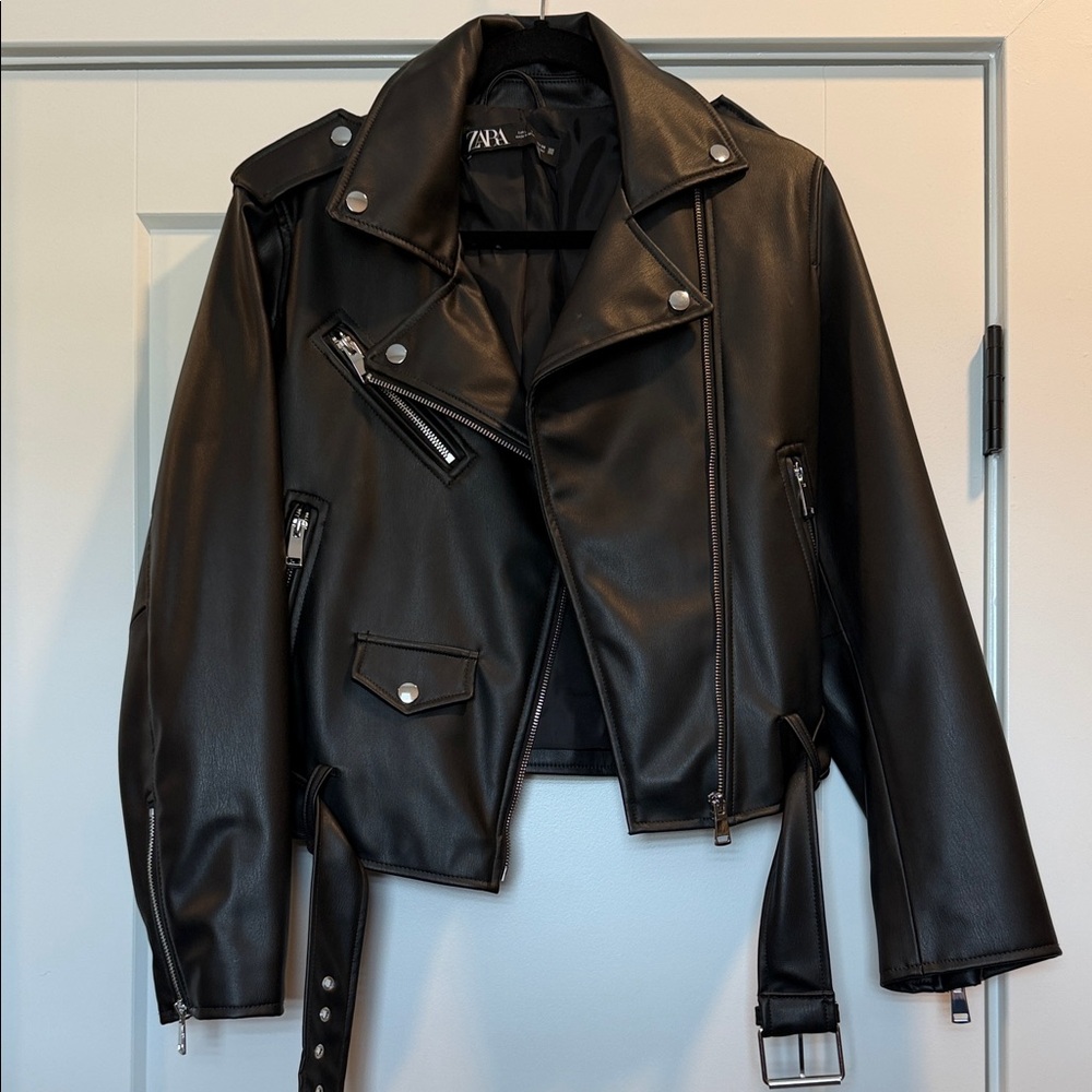 Zara Black faux Leather Jacket for Women